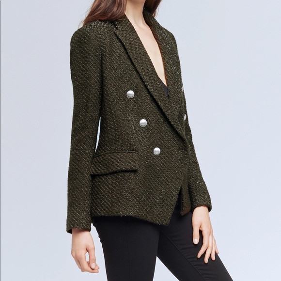 L’AGENCE Kenzie Double Breasted Tweed Shimmer Blazer - Picture 9 of 10